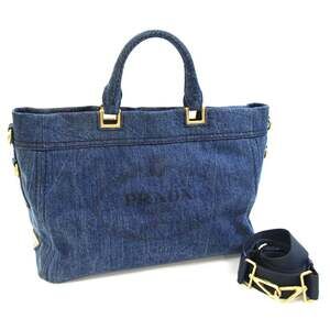Prada Handbag BN2069 Blue Denim Shoulder Bag Canapa Women's PRADA